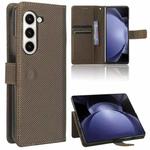 For Samsung Galaxy Z Fold6 Diamond Texture Leather Phone Case(Brown)