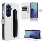 For Samsung Galaxy Z Fold7 with Pen Slot Diamond Texture Leather Phone Case(White)