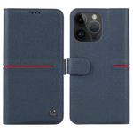 For iPhone 15 Pro Max GEBEI Top-grain Horizontal Flip Leather Phone Case(Blue)