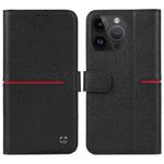 For iPhone 15 Pro GEBEI Top-grain Horizontal Flip Leather Phone Case(Black)