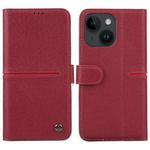For iPhone 15 GEBEI Top-grain Horizontal Flip Leather Phone Case(Wine Red)