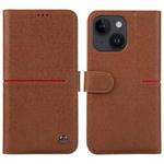 For iPhone 15 GEBEI Top-grain Horizontal Flip Leather Phone Case(Brown)