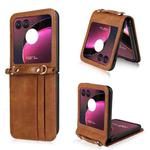 For Motorola Razr 40 Ultra Crossbody Card Slot Leather Phone Case(Brown)