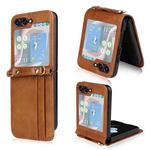 For Samsung Galaxy Z Flip5 Crossbody Card Slot Leather Phone Case(Brown)