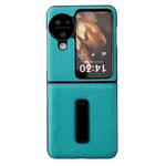 For OPPO Find N3 Flip Lichi Texture PU Shockproof Phone Case with Holder(Blue)