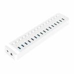 ORICO CT2U3-16AB Plastic Stripes 16 Ports USB 3.0 HUB with Individual Switches, Plug:UK Plug(White)