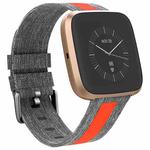 For Fitbit Versa Reflective Canvas Strap(Gray + Red)