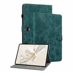 For Honor Pad 9 12.1 Embossed Tiger Pattern Leather Tablet Case(Dark Green)