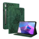 For Lenovo Tab P12 Butterfly Flower Embossed Leather Tablet Case(Green)