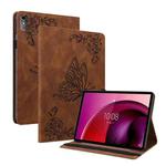 For Lenovo Tab M10 5G 10.6 inch Butterfly Flower Embossed Leather Tablet Case(Brown)