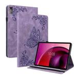 For Lenovo Tab M10 5G 10.6 inch Butterfly Flower Embossed Leather Tablet Case(Purple)