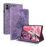 For Lenovo Legion Y700 2023 Butterfly Flower Embossed Leather Tablet Case(Purple)