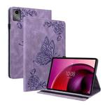 For Lenovo Tab M11/Xiaoxin Pad 11 2024 Butterfly Flower Embossed Leather Tablet Case(Purple)