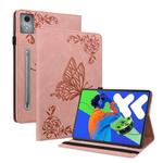 For Lenovo Tab P12 Pro 12.7 2025 Butterfly Flower Embossed Leather Tablet Case(Rose Gold)