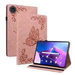 For Lenovo ZhaoYang K10C 10.1 inch Butterfly Flower Embossed Leather Tablet Case(Rose Gold)
