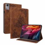 For Lenovo Idea Tab 11 / Xiaoxin Pad 2025 Butterfly Flower Embossed Leather Tablet Case(Brown)