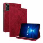 For Lenovo Legion Y700 Gen 4 Butterfly Flower Embossed Leather Tablet Case(Red)