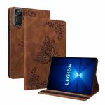 For Lenovo Legion Y700 Gen 4 Butterfly Flower Embossed Leather Tablet Case(Brown)