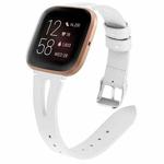 For Fitbit Versa 2 Leather Middle Opening Watch Band(White)