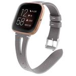 For Fitbit Versa 2 Leather Middle Opening Watch Band(Gray)