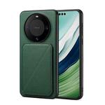 For Huawei Mate 60 Pro Denior Calf Texture Holder Electroplating Phone Case(Green)