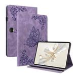 For Honor Pad 9 12.1 Butterfly Flower Embossed Leather Tablet Case(Purple)