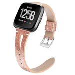 For Fitbit Versa 2 Top Layer Cowhide Pointed Tail Open Leather Watch Band(Shining Rose Gold)
