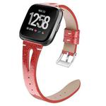 For Fitbit Versa 2 Top Layer Cowhide Pointed Tail Open Leather Watch Band(Flashing Crimson)