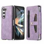 For Samsung Galaxy Z Fold5 Multifunctional Folding Phone Leather Case(Purple)