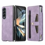For Samsung Galaxy Z Fold4 Multifunctional Folding Phone Leather Case(Purple)
