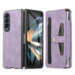 For Samsung Galaxy Z Fold3 5G Multifunctional Folding Phone Leather Case(Purple)