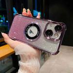 For iPhone 14 Plus 6D Electroplating Gradient Glitter Armor Magsafe Phone Case(Purple)