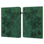 For Samsung Galaxy Tab A9+ Embossed Butterfly Pattern Horizontal Flip Leather Tablet Case(Green)