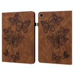 For Samsung Galaxy Tab A9+ Embossed Butterfly Pattern Horizontal Flip Leather Tablet Case(Brown)