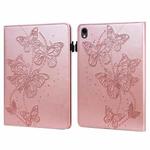 For Samsung Galaxy Tab S9 Embossed Butterfly Pattern Horizontal Flip Leather Tablet Case(Pink)