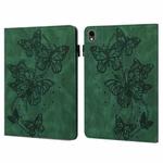 For Samsung Galaxy Tab S9 Embossed Butterfly Pattern Horizontal Flip Leather Tablet Case(Green)