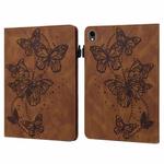 For Samsung Galaxy Tab S9 Embossed Butterfly Pattern Horizontal Flip Leather Tablet Case(Brown)
