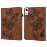 For Xiaomi Redmi Pad SE Embossed Butterfly Pattern Horizontal Flip Leather Tablet Case(Brown)