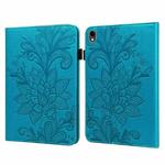 For Samsung Galaxy Tab S9 Lace Flower Embossing Pattern PU Tablet Case(Blue)