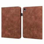 For Samsung Galaxy Tab S9 Lace Flower Embossing Pattern PU Tablet Case(Brown)