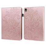 For Samsung Galaxy Tab S9 Lace Flower Embossing Pattern PU Tablet Case(Gold)