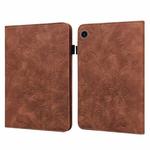 For Samsung Galaxy Tab A9 Lace Flower Embossing Pattern PU Tablet Case(Brown)