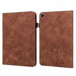 For Samsung Galaxy Tab A9+ Lace Flower Embossing Pattern PU Tablet Case(Brown)