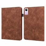 For Xiaomi Redmi Pad SE Lace Flower Embossing Pattern PU Tablet Case(Brown)