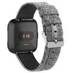 For Fitbit Versa Casual Denim Canvas Leather Watch Band(Light Gray)