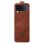 For Samsung Galaxy Z Flip4 5G Skin Feeling Oil Leather Texture PU + TPU Phone Case(Brown)