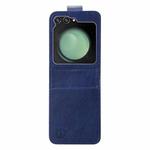 For Samsung Galaxy Z Flip5 Skin Feeling Oil Leather Texture PU + TPU Phone Case(Dark Blue)