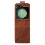 For Samsung Galaxy Z Flip5 Skin Feeling Oil Leather Texture PU + TPU Phone Case(Brown)