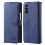 For Samsung Galaxy Z Fold4 5G Skin Feeling Oil Leather Texture PU + TPU Phone Case(Dark Blue)