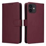 For iPhone 12 Pro / 12 BETOPNICE BN-005 2 in 1 Detachable Imitate Genuine Leather Phone Case(Wine Red)